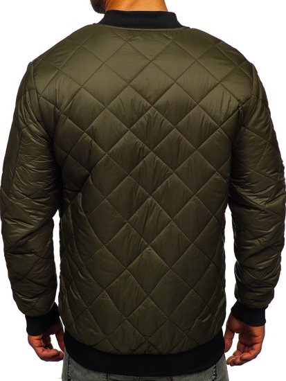 Men's Lightweight Quilted Bomber Jacket Khaki Bolf MY-01A