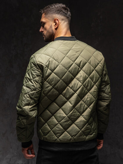 Men's Lightweight Quilted Bomber Jacket Khaki Bolf MY-01A1