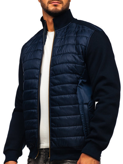 Men's Lightweight Quilted Bomber Jacket Navy Blue Bolf 146307