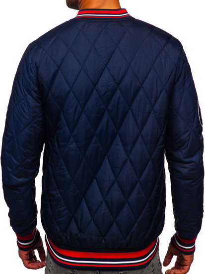 Men's Lightweight Quilted Bomber Jacket Navy Blue Bolf HSS057