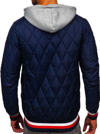 Men's Lightweight Quilted Bomber Jacket Navy Blue Bolf HSS058