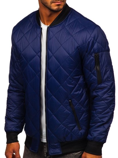 Men's Lightweight Quilted Bomber Jacket Navy Blue Bolf MY-01A