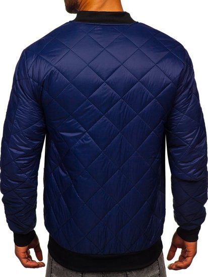 Men's Lightweight Quilted Bomber Jacket Navy Blue Bolf MY-01A