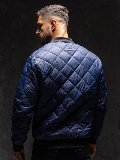 Men's Lightweight Quilted Bomber Jacket Navy Blue Bolf MY-01A1