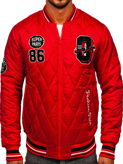 Men's Lightweight Quilted Bomber Jacket Red Bolf HSS057