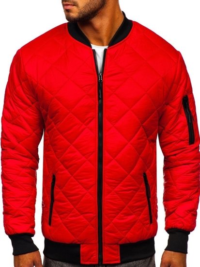 Men's Lightweight Quilted Bomber Jacket Red Bolf MY-01A