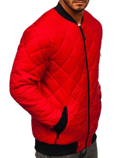 Men's Lightweight Quilted Bomber Jacket Red Bolf MY-01A