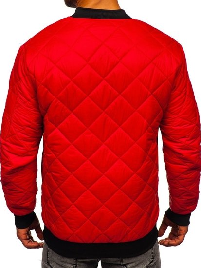 Men's Lightweight Quilted Bomber Jacket Red Bolf MY-01A