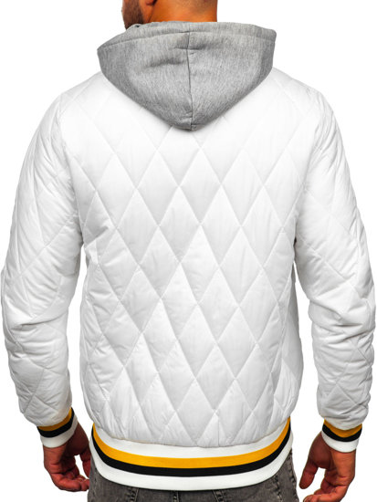 Men's Lightweight Quilted Bomber Jacket White Bolf HSS058