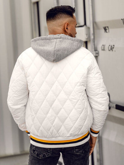 Men's Lightweight Quilted Bomber Jacket White Bolf HSS058