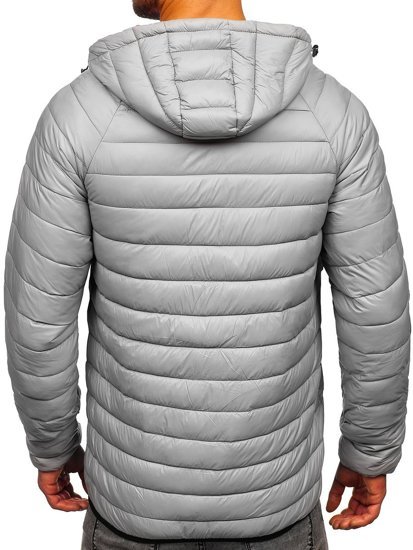 Men's Lightweight Quilted Hooded Jacket Grey Bolf 13022