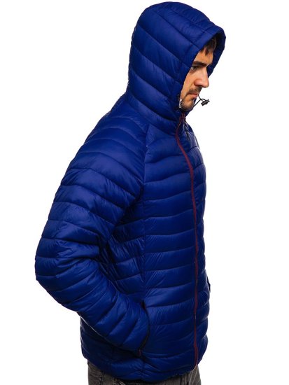 Men's Lightweight Quilted Hooded Jacket Navy Blue Bolf 13022