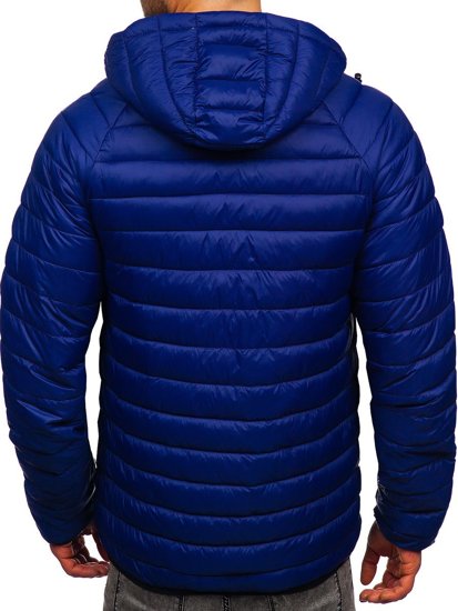 Men's Lightweight Quilted Hooded Jacket Navy Blue Bolf 13022