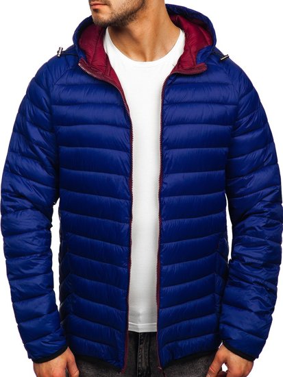 Men's Lightweight Quilted Hooded Jacket Navy Blue Bolf 13022