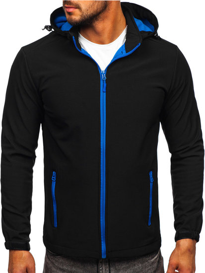 Men's Lightweight Softshell Jacket Black-Blue Bolf HH017