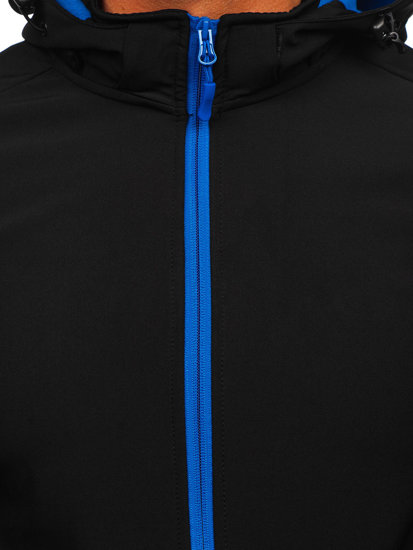 Men's Lightweight Softshell Jacket Black-Blue Bolf HH017