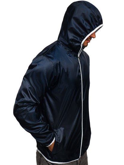 Men's Lightweight Windbreaker Jacket with hood Navy Blue Bolf 5060