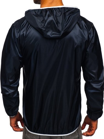 Men's Lightweight Windbreaker Jacket with hood Navy Blue Bolf 5060