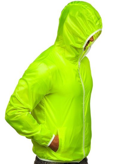 Men's Lightweight Windbreaker Jacket with hood Yellow-Neon Bolf 5060