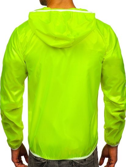 Men's Lightweight Windbreaker Jacket with hood Yellow-Neon Bolf 5060