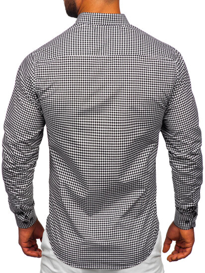 Men's Long Sleeve Checkered Shirt Black Bolf 22745