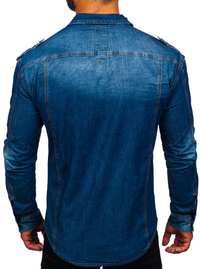 Men's Long Sleeve Denim Shirt Blue Bolf MC701B