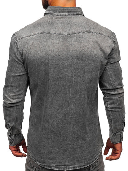 Men's Long Sleeve Denim Shirt Graphite Bolf MC710G