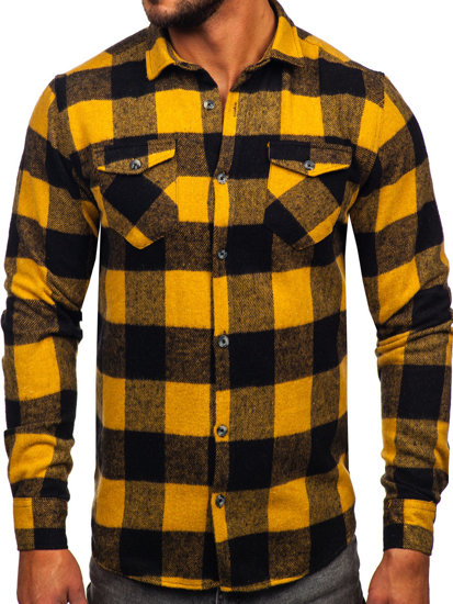 Men's Long Sleeve Flannel Shirt Camel Bolf 20723