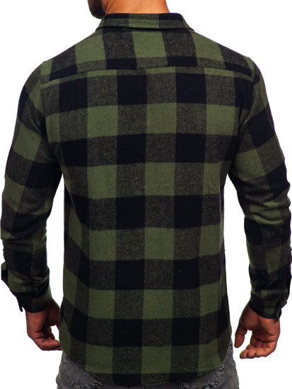 Men's Long Sleeve Flannel Shirt Khaki Bolf 20723