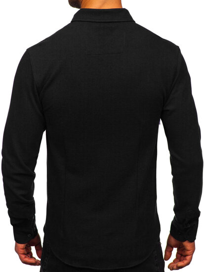 Men’s Long Sleeve Muslin Shirt Black Bolf 506