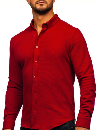 Men’s Long Sleeve Muslin Shirt Claret Bolf 506