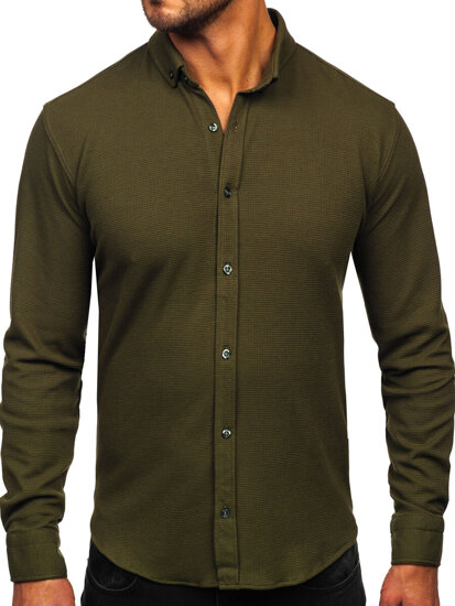 Men’s Long Sleeve Muslin Shirt Khaki Bolf 506