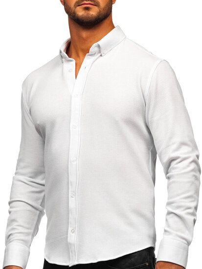 Men’s Long Sleeve Muslin Shirt White Bolf 506