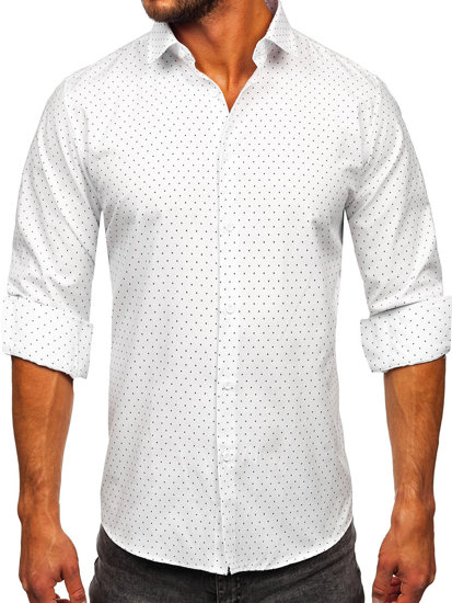 Men's Long Sleeve Patterned Shirt White Bolf T597