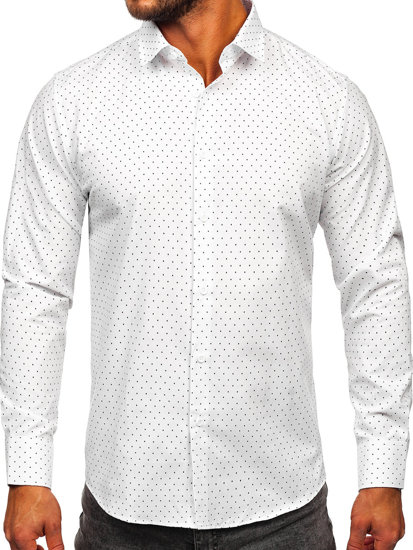 Men's Long Sleeve Patterned Shirt White Bolf T597