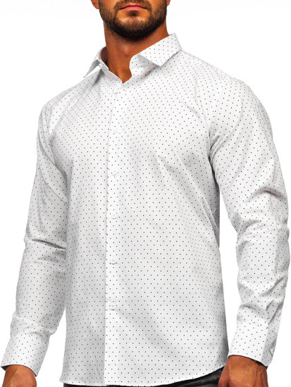 Men's Long Sleeve Patterned Shirt White Bolf T597