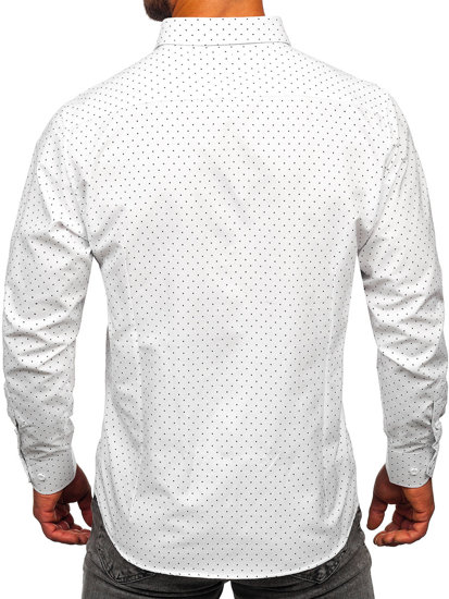 Men's Long Sleeve Patterned Shirt White Bolf T597