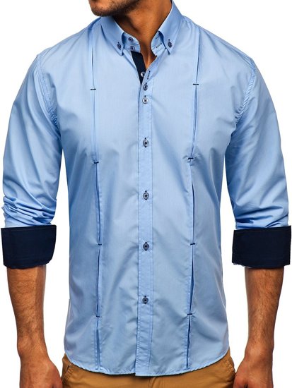 Men's Long Sleeve Shirt Blue Bolf 20725