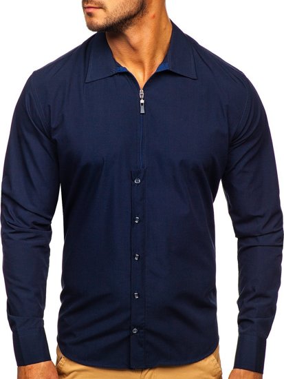 Men's Long Sleeve Shirt Navy Blue Bolf 20702