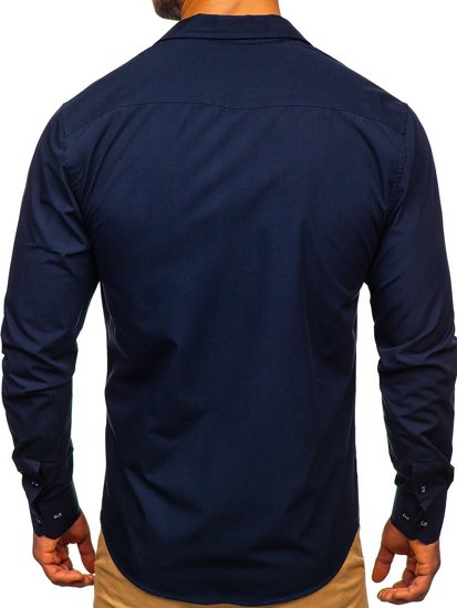 Men's Long Sleeve Shirt Navy Blue Bolf 20702