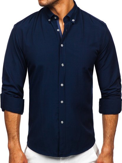 Men's Long Sleeve Shirt Navy Blue Bolf 20716