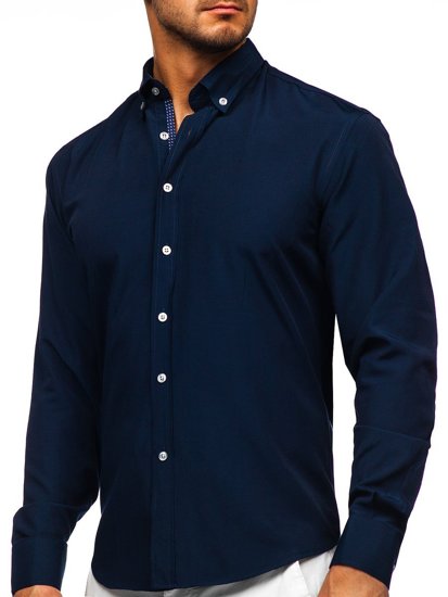 Men's Long Sleeve Shirt Navy Blue Bolf 20716