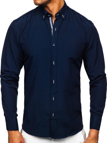 Men's Long Sleeve Shirt Navy Blue Bolf 20717