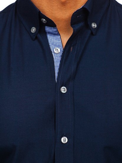 Men's Long Sleeve Shirt Navy Blue Bolf 20719