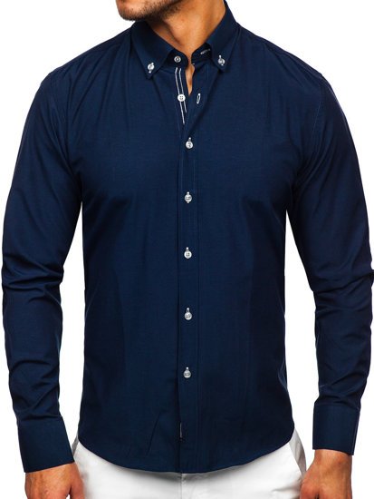 Men's Long Sleeve Shirt Navy Blue Bolf 20720