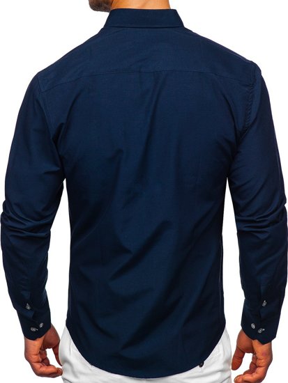 Men's Long Sleeve Shirt Navy Blue Bolf 20720