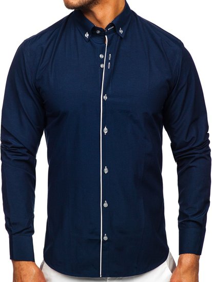 Men's Long Sleeve Shirt Navy Blue Bolf 20721