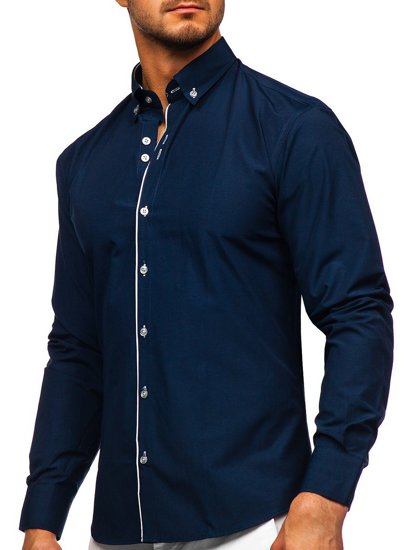 Men's Long Sleeve Shirt Navy Blue Bolf 20721