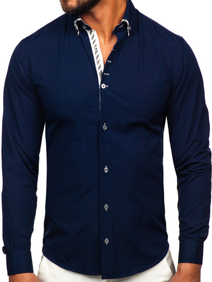 Men's Long Sleeve Shirt Navy Blue Bolf 3762