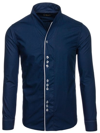 Men's Long Sleeve Shirt Navy Blue Bolf 5720